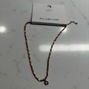 LOFT Red and Gold Beaded Necklace